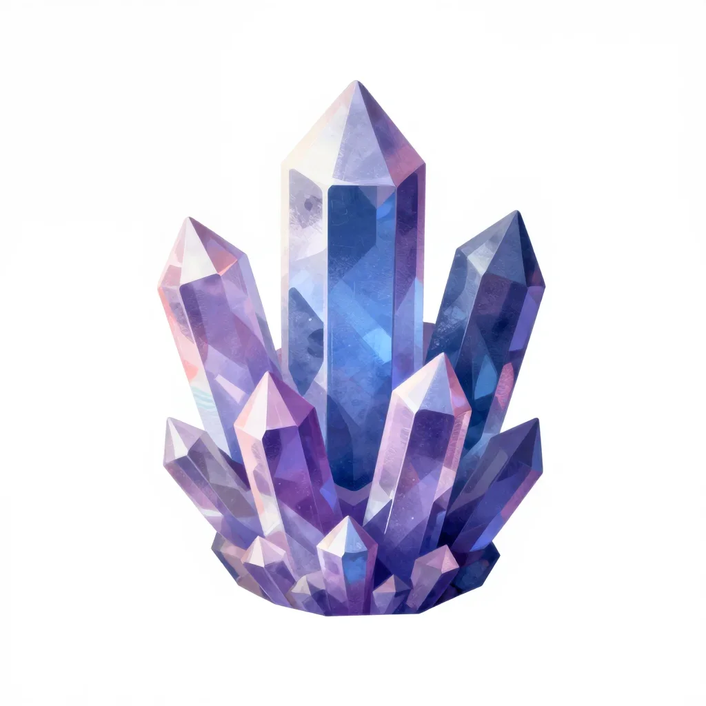 Post-apocalyptic crystal cluster isolated on a white background