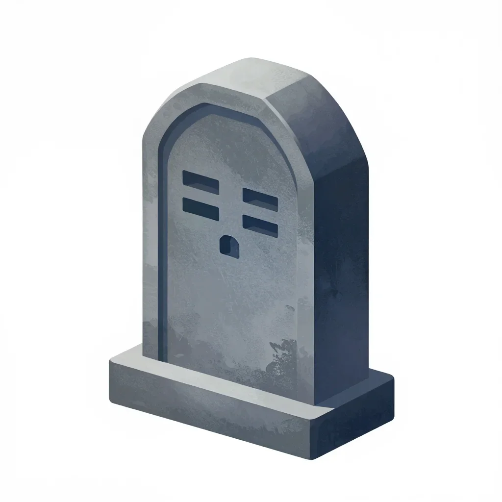 Post-apocalyptic gravestone isolated on a white background