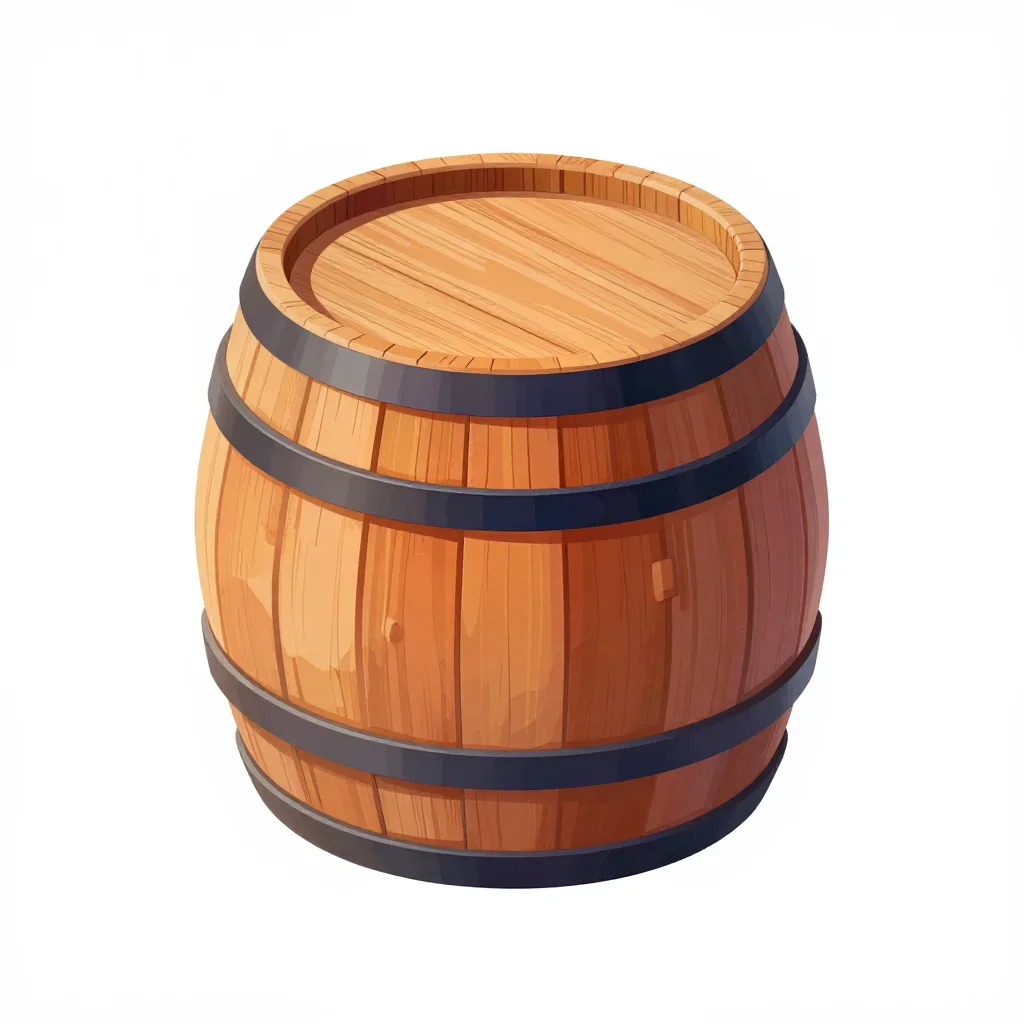 Sci-fi wooden barrel isolated on a white background