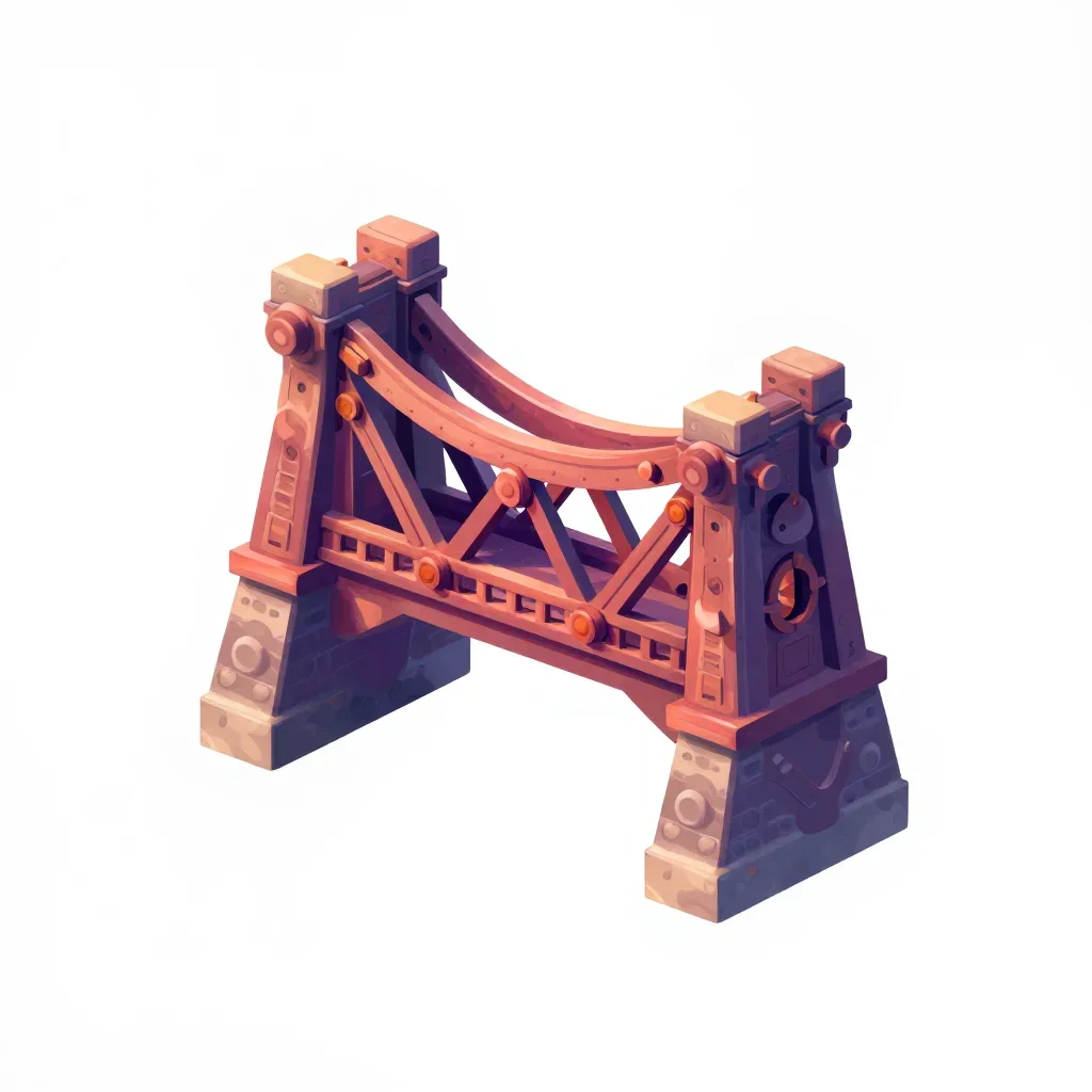 Steampunk bridge segment isolated on a white background