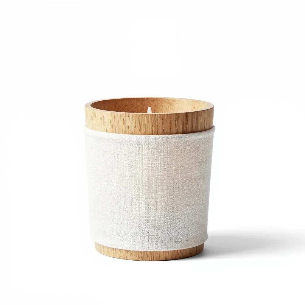 Japandi candle isolated on a white background