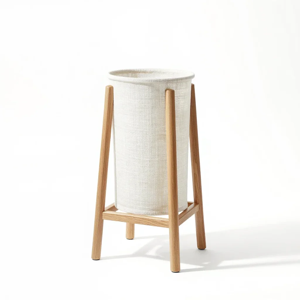 Mid-century modern plant stand isolated on a white background
