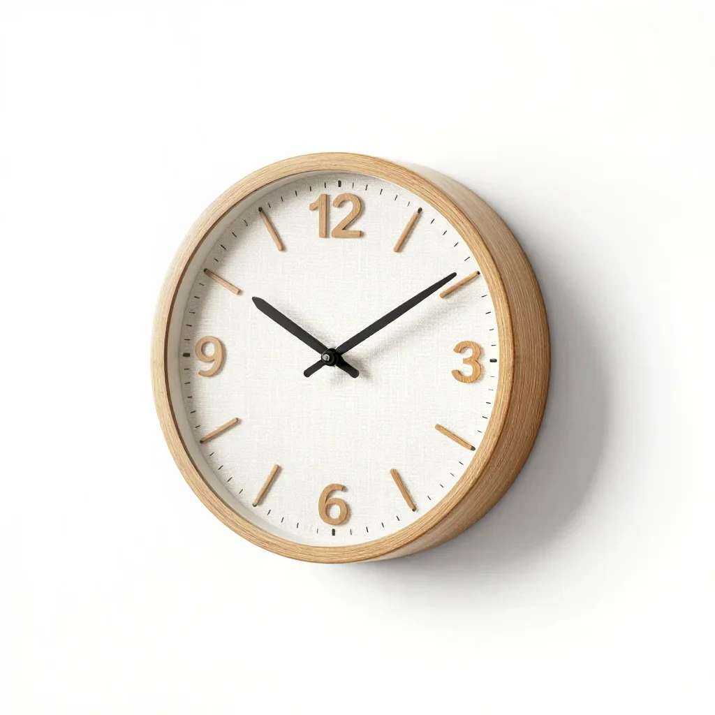 Mid-century modern wall clock isolated on a white background