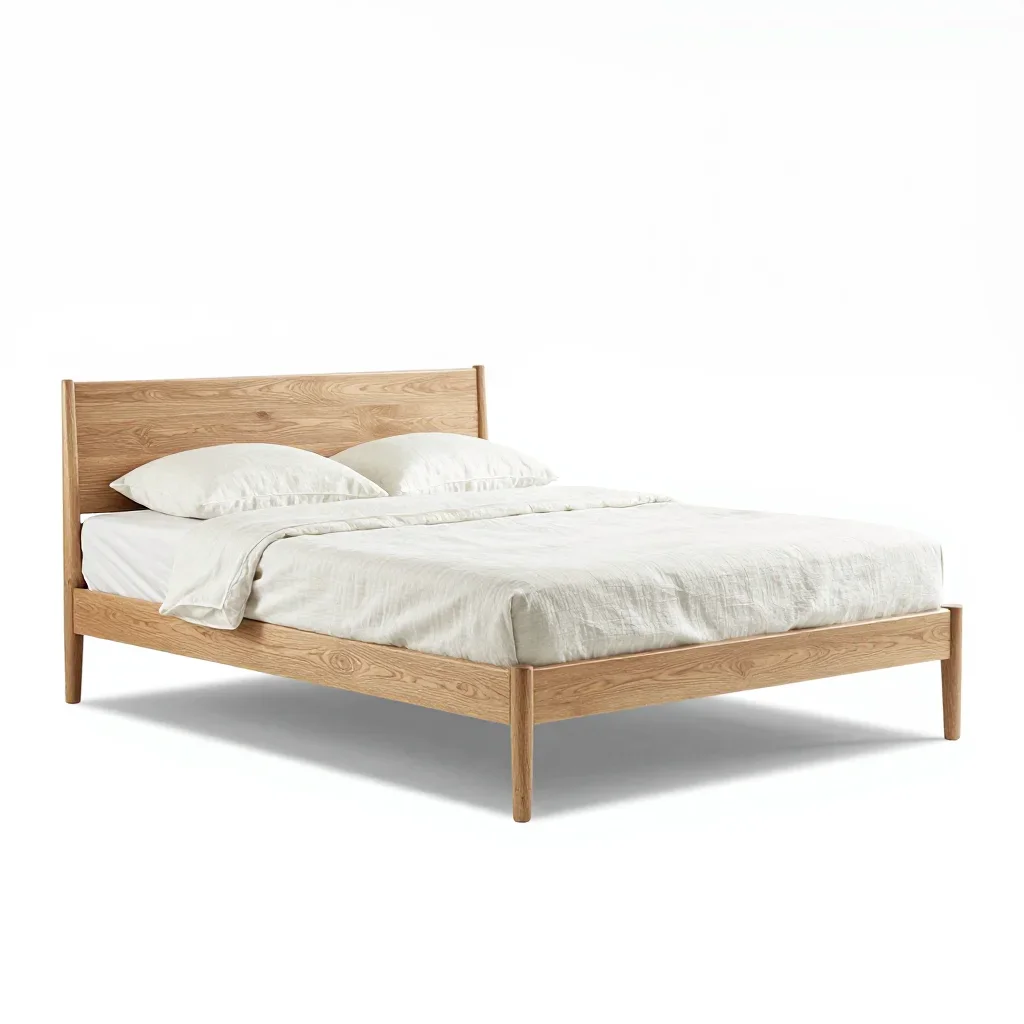 Japandi bed frame isolated on a white background