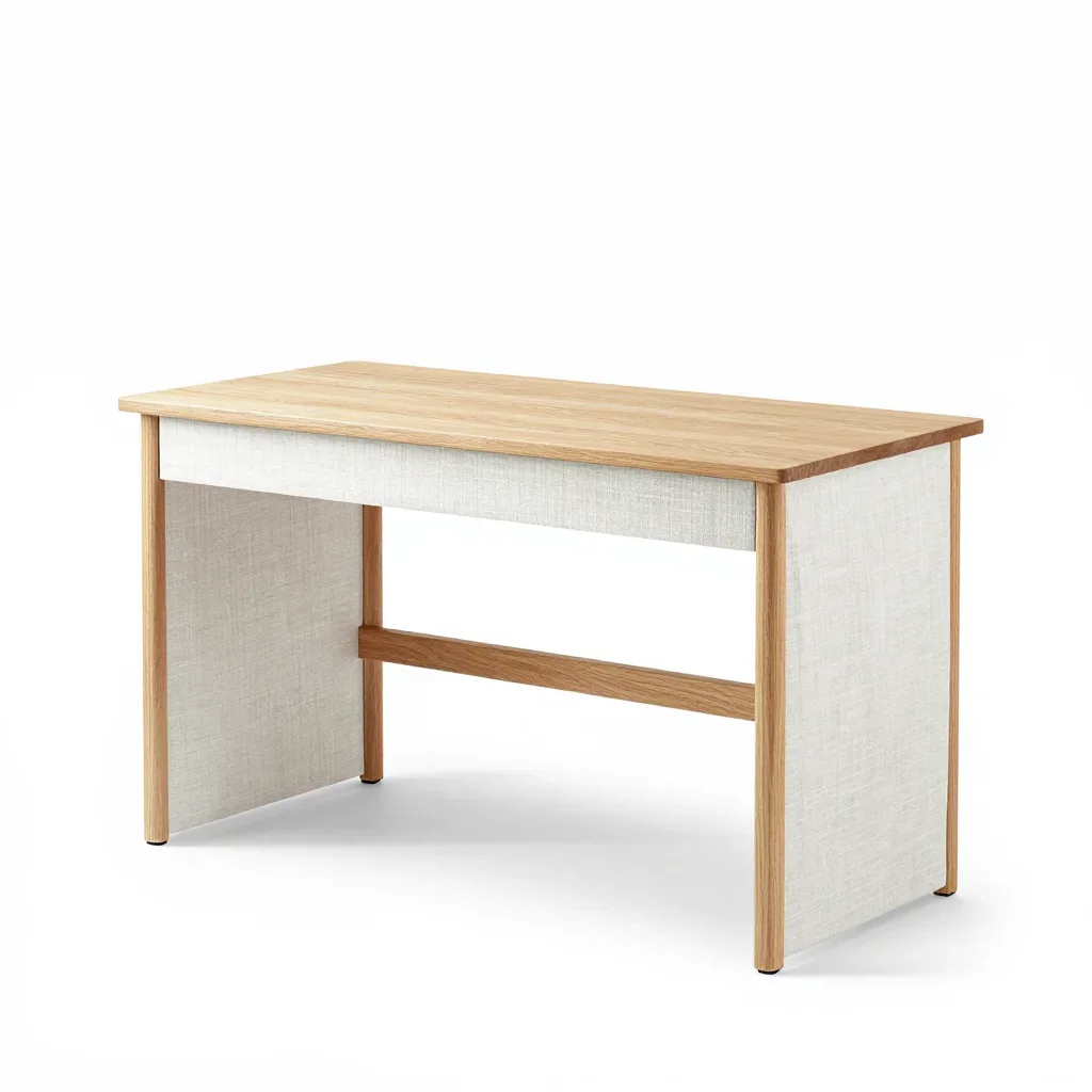 Japandi desk isolated on a white background
