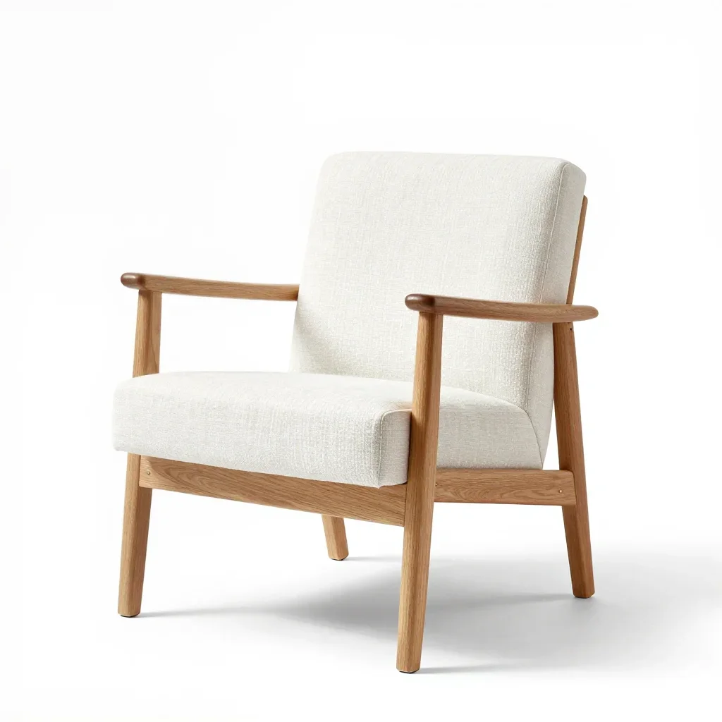 Mid-century modern armchair isolated on a white background