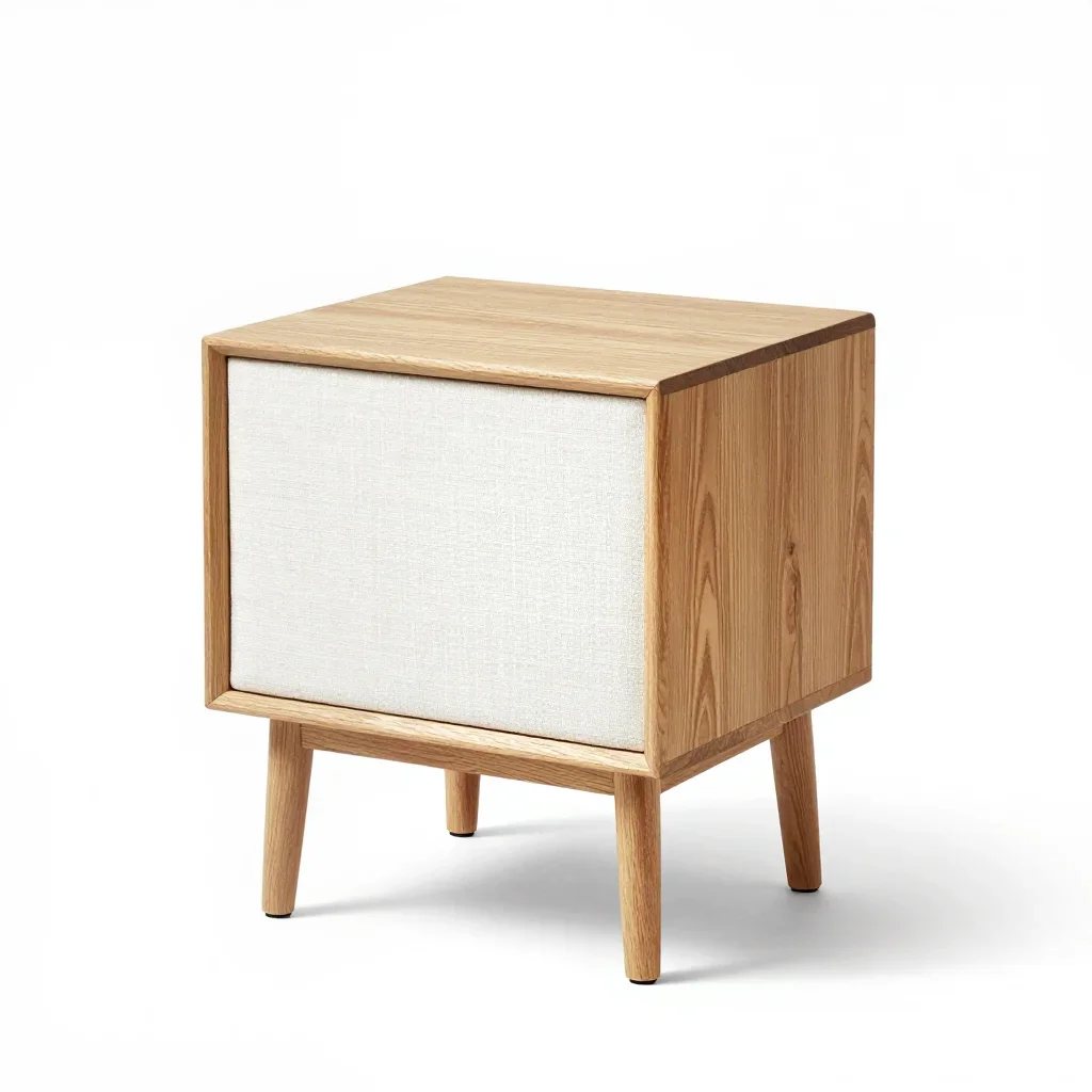 Mid-century modern bedside table isolated on a white background