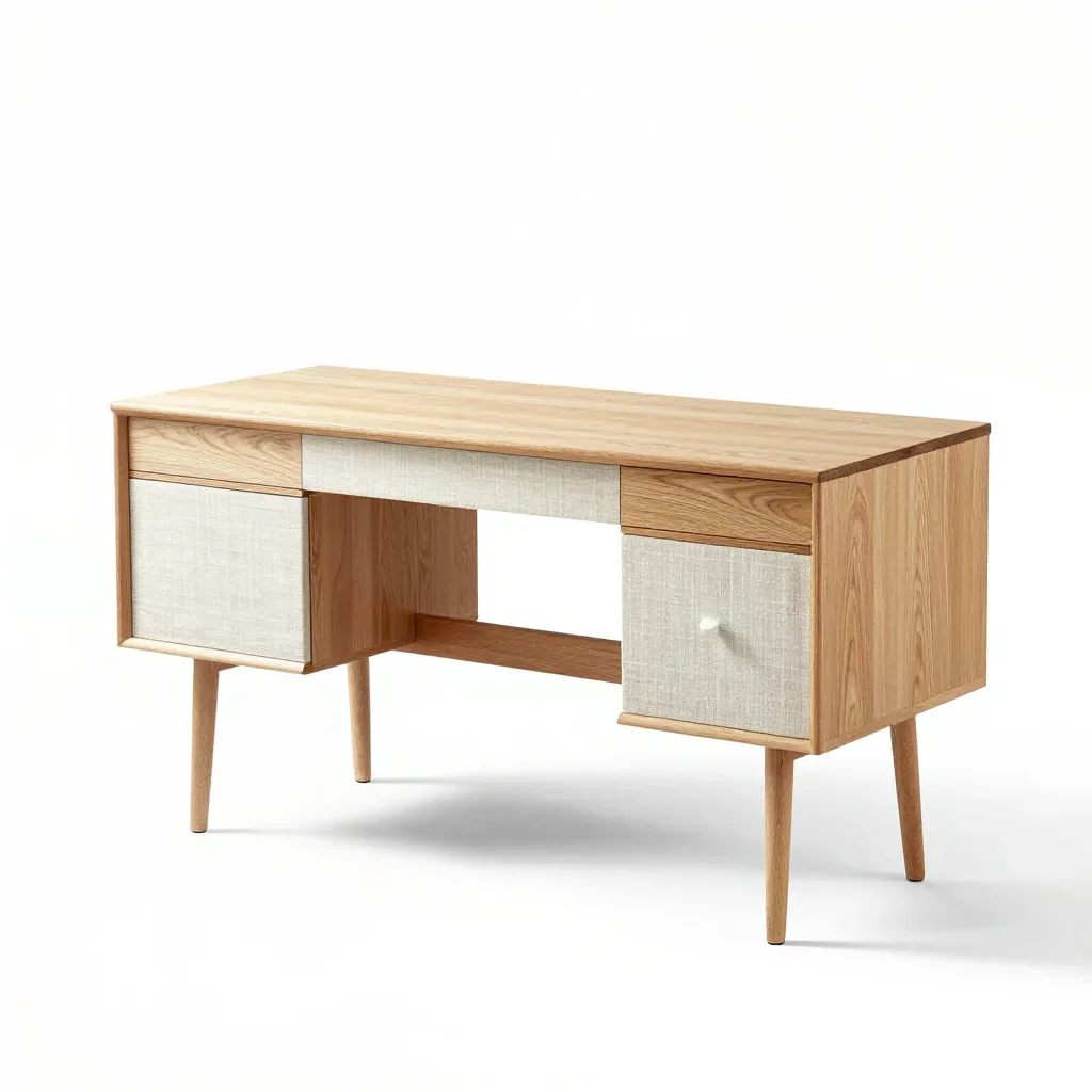 Mid-century modern desk isolated on a white background