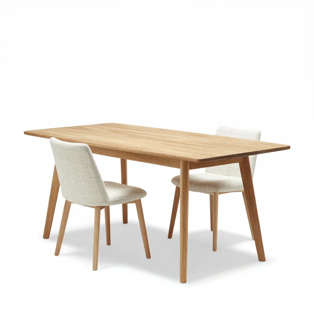 Mid-century modern dining table isolated on a white background