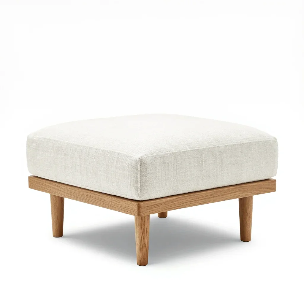 Mid-century modern ottoman isolated on a white background