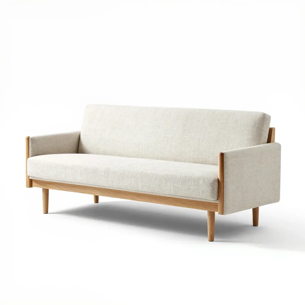 Mid-century modern sofa isolated on a white background