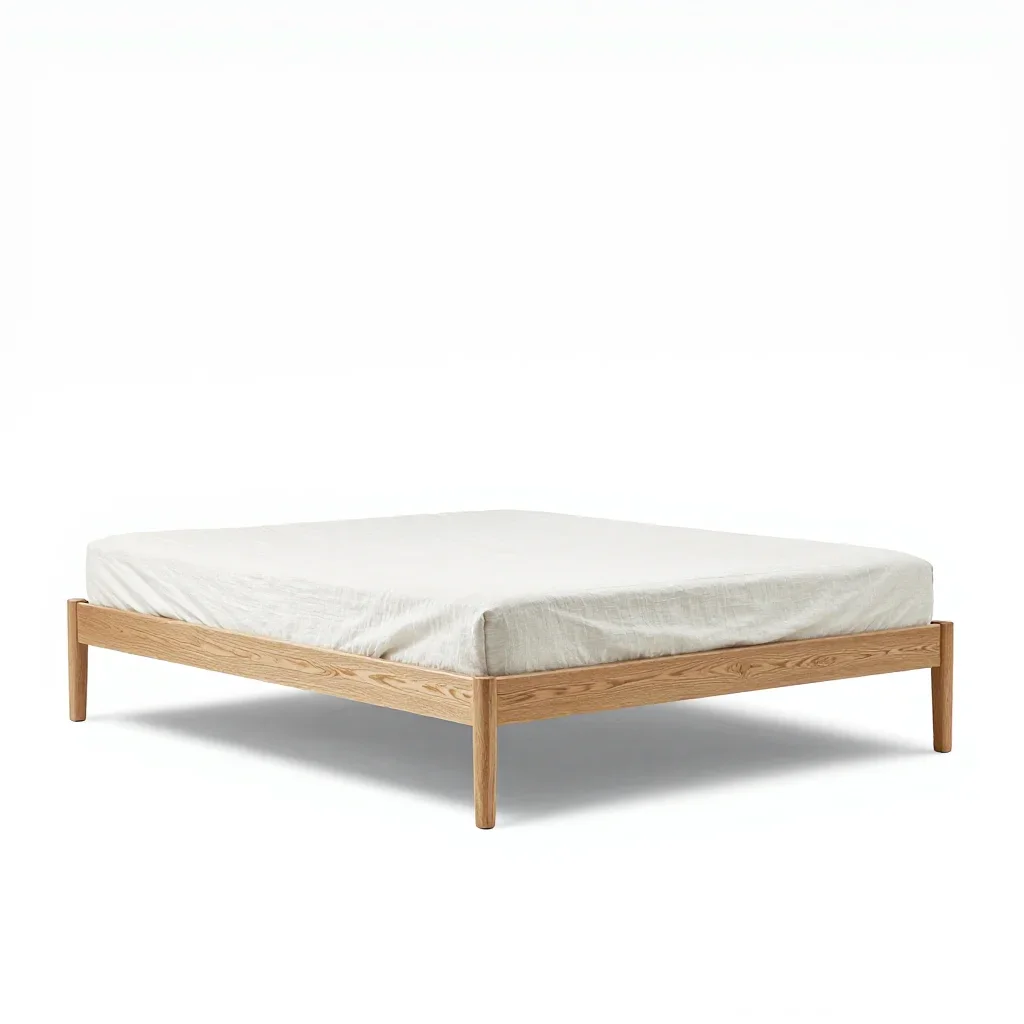 Minimalist bed frame isolated on a white background