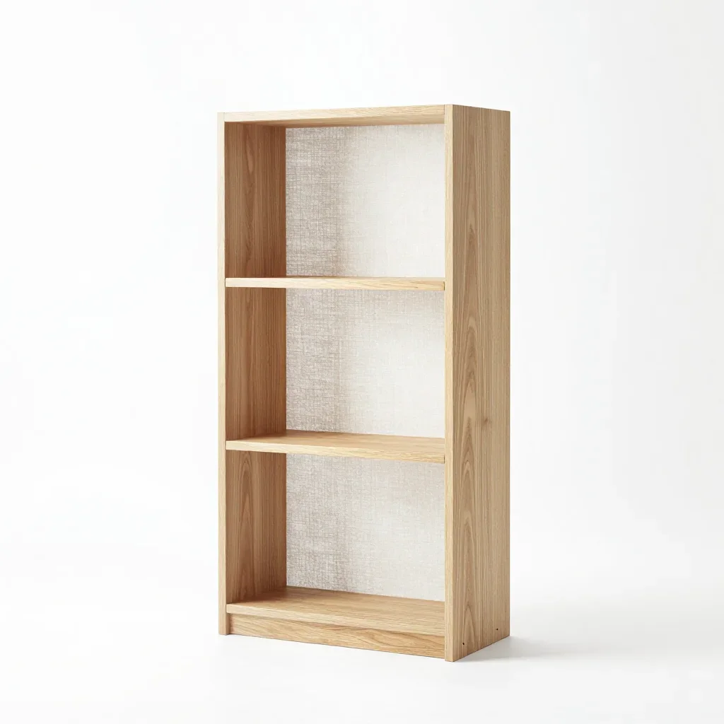 Minimalist bookshelf isolated on a white background