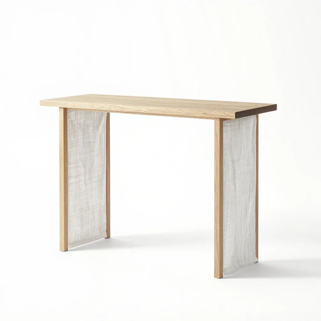 Minimalist console table isolated on a white background