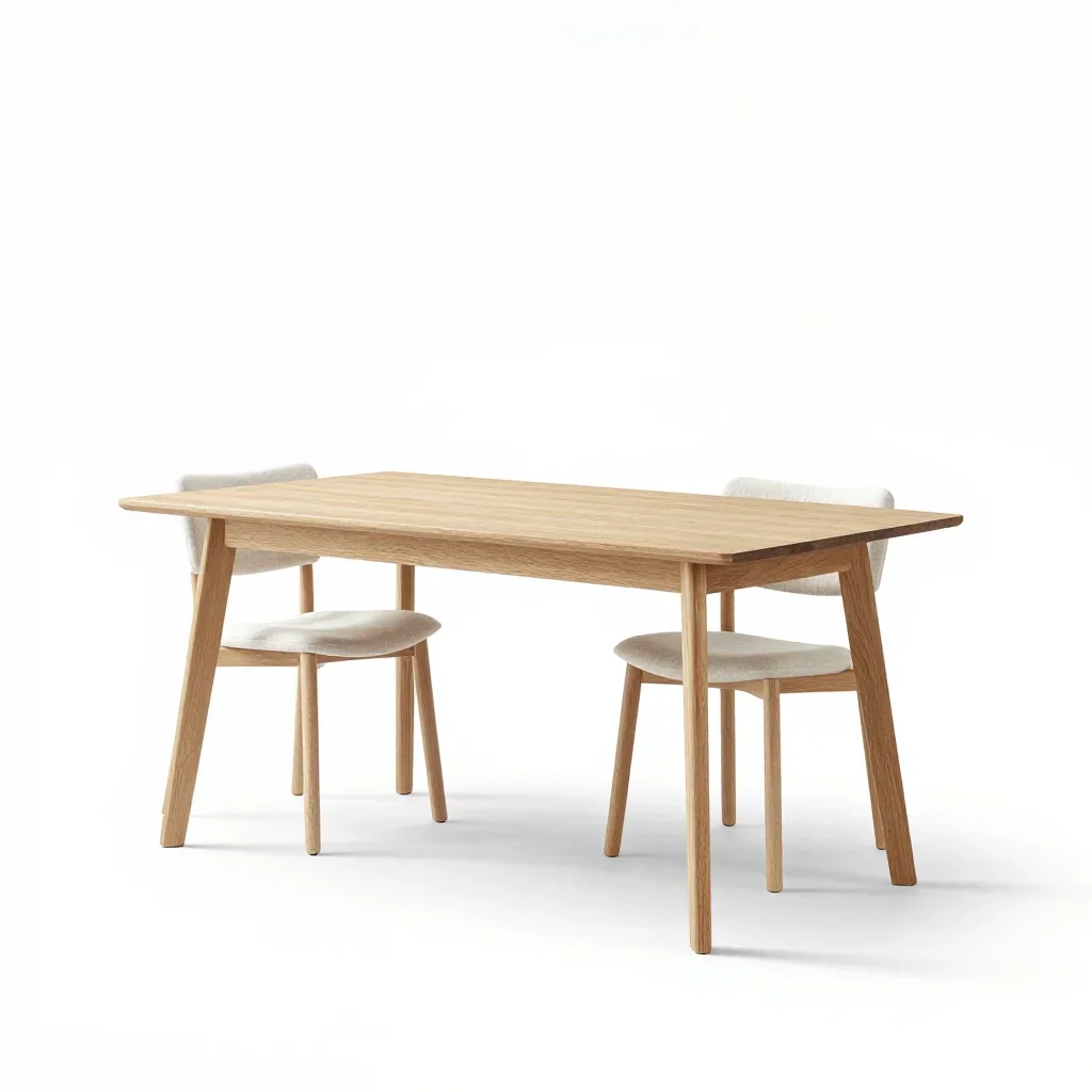 Minimalist dining table isolated on a white background