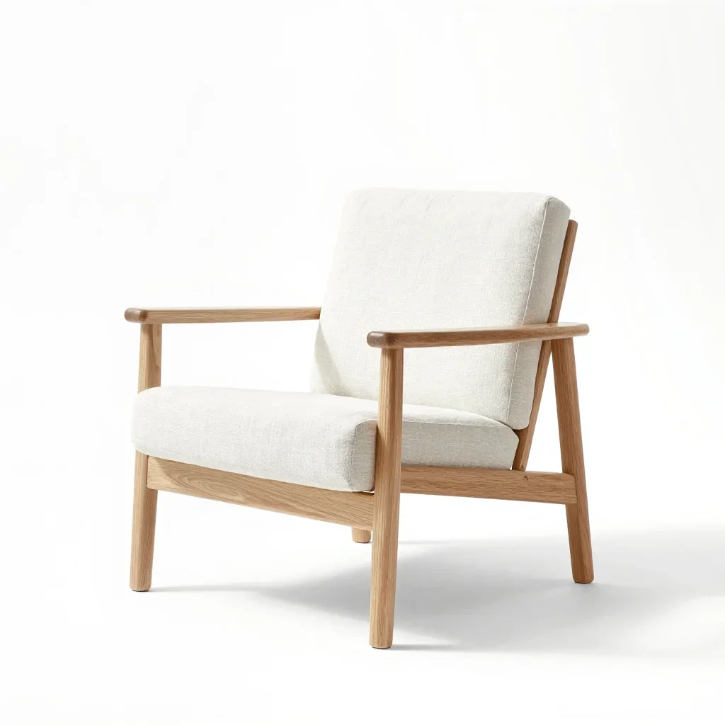 Minimalist lounge chair isolated on a white background