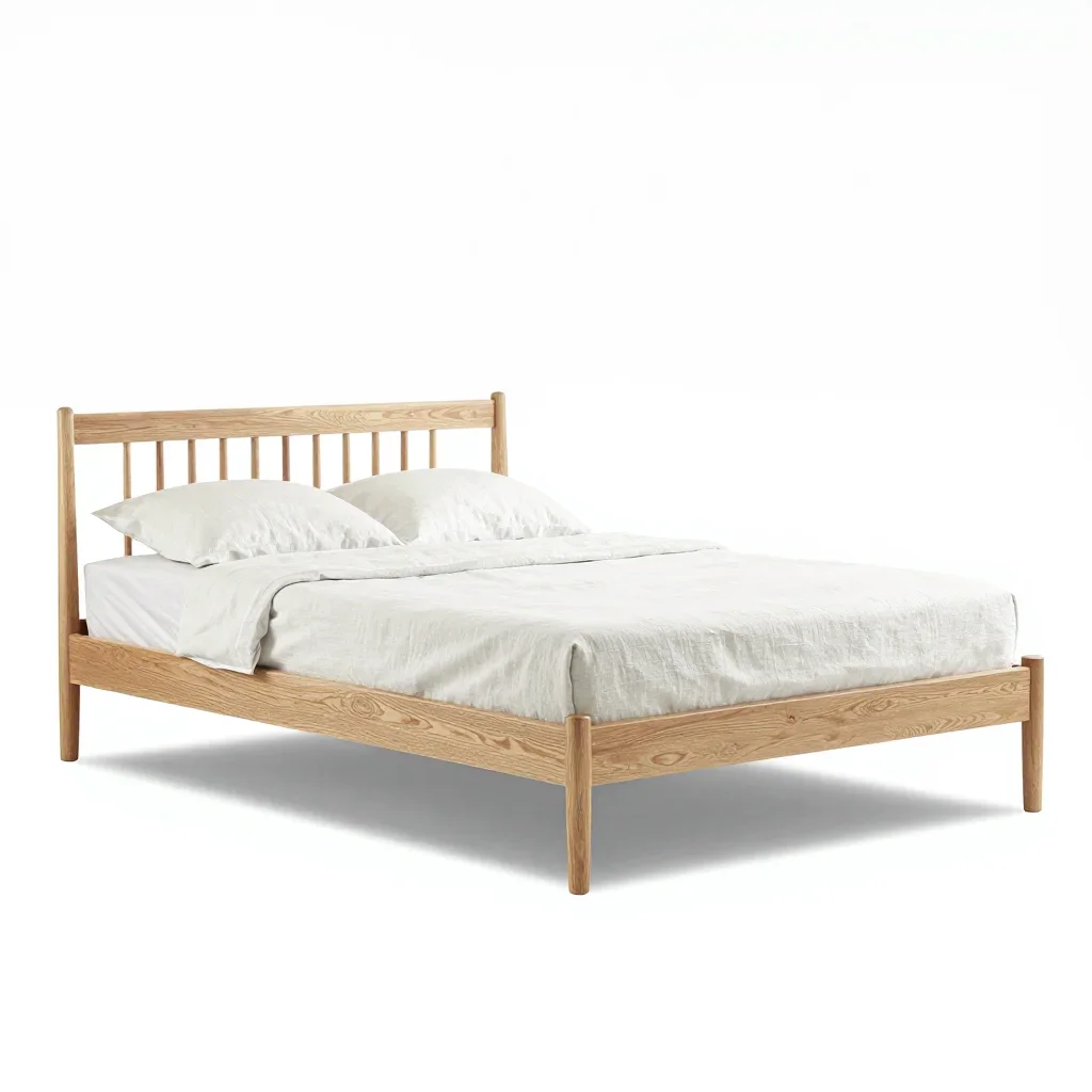 Scandinavian bed frame isolated on a white background