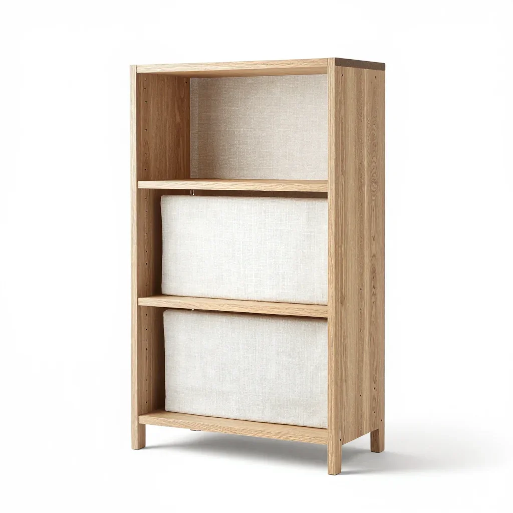 Scandinavian bookshelf isolated on a white background