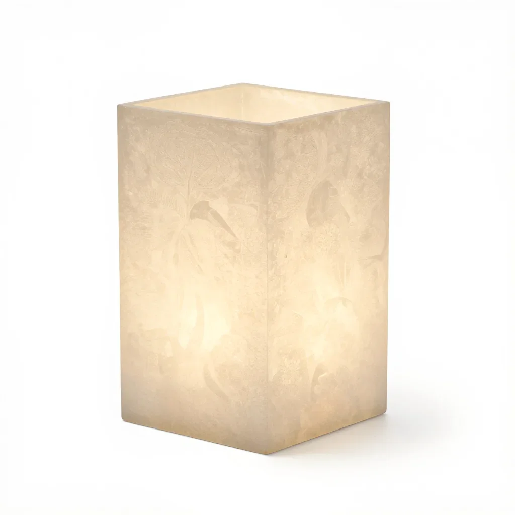 Chunky cute lithophane lamp isolated on a white background