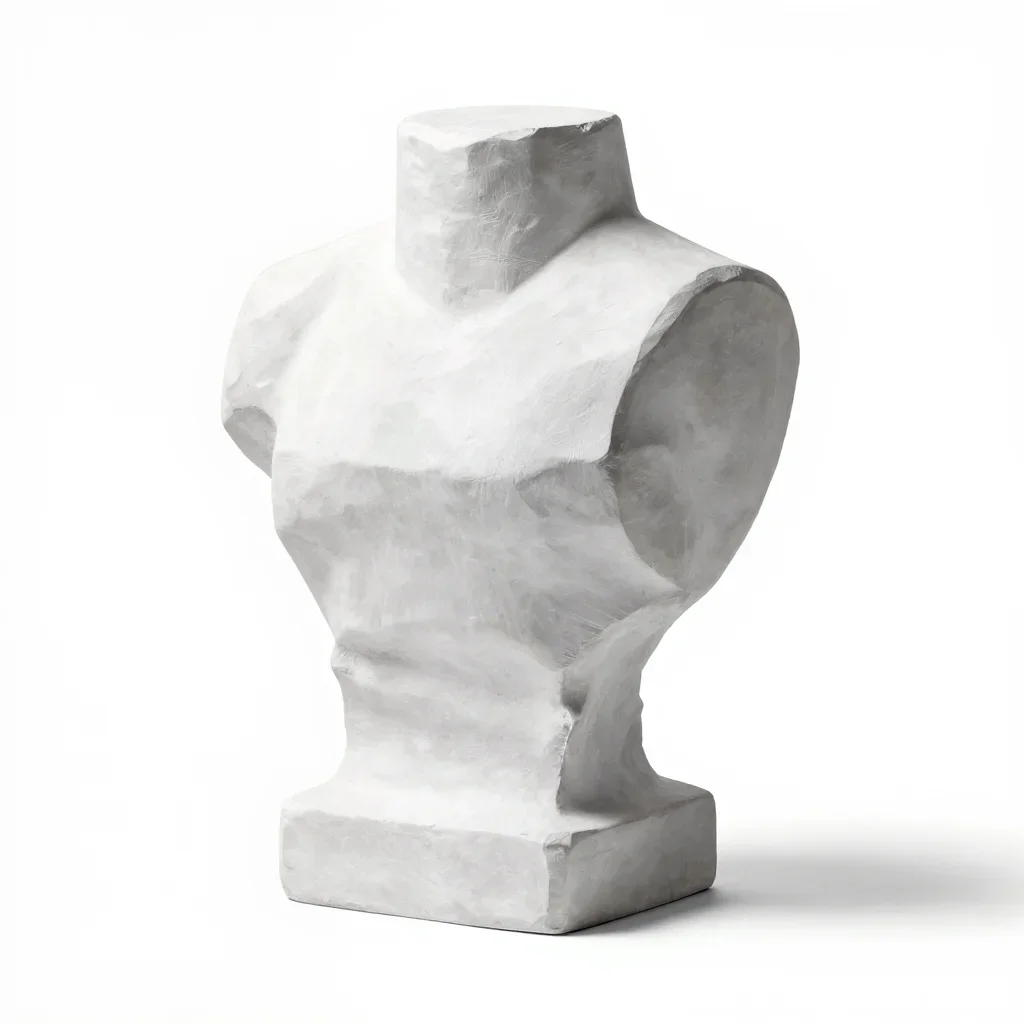 Geometric bust sculpture isolated on a white background