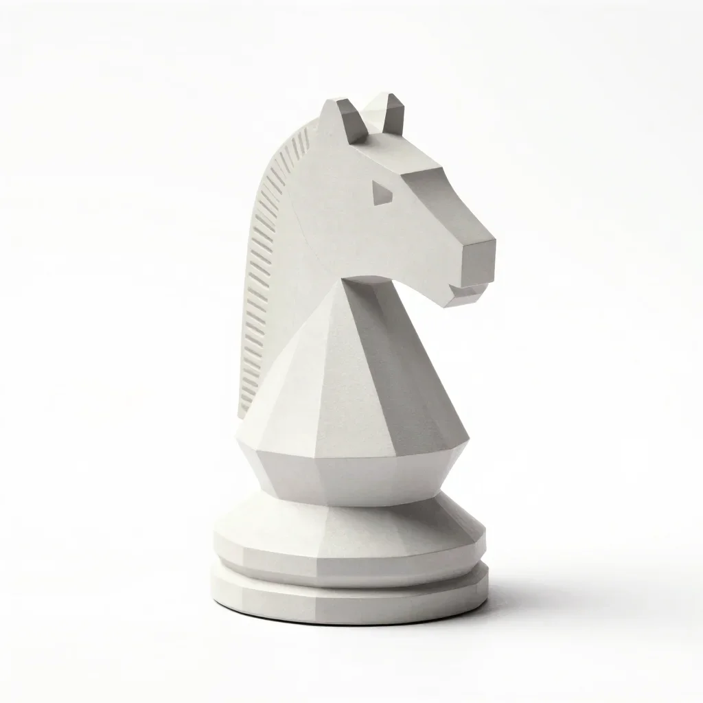 Geometric chess knight isolated on a white background