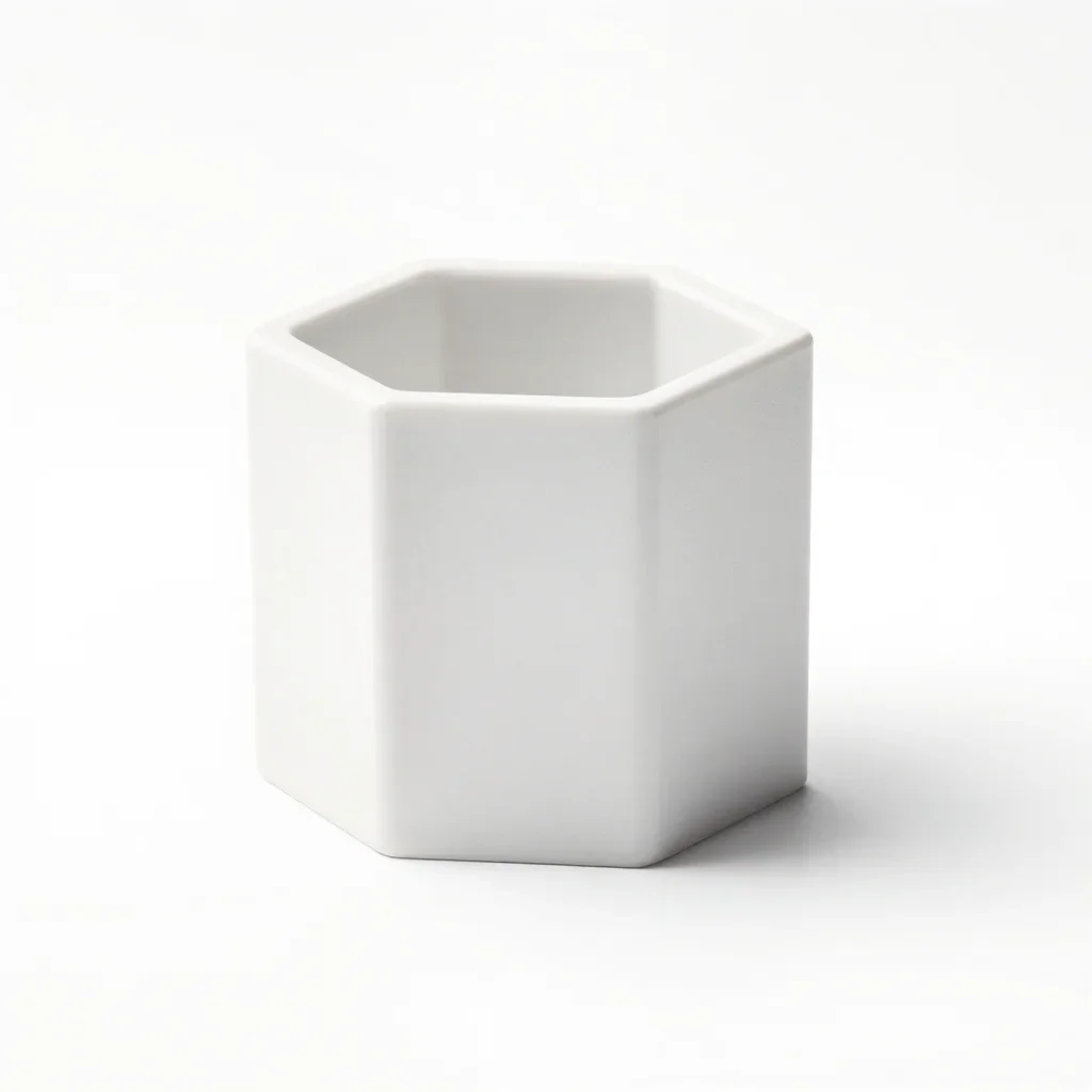 Geometric pen holder isolated on a white background