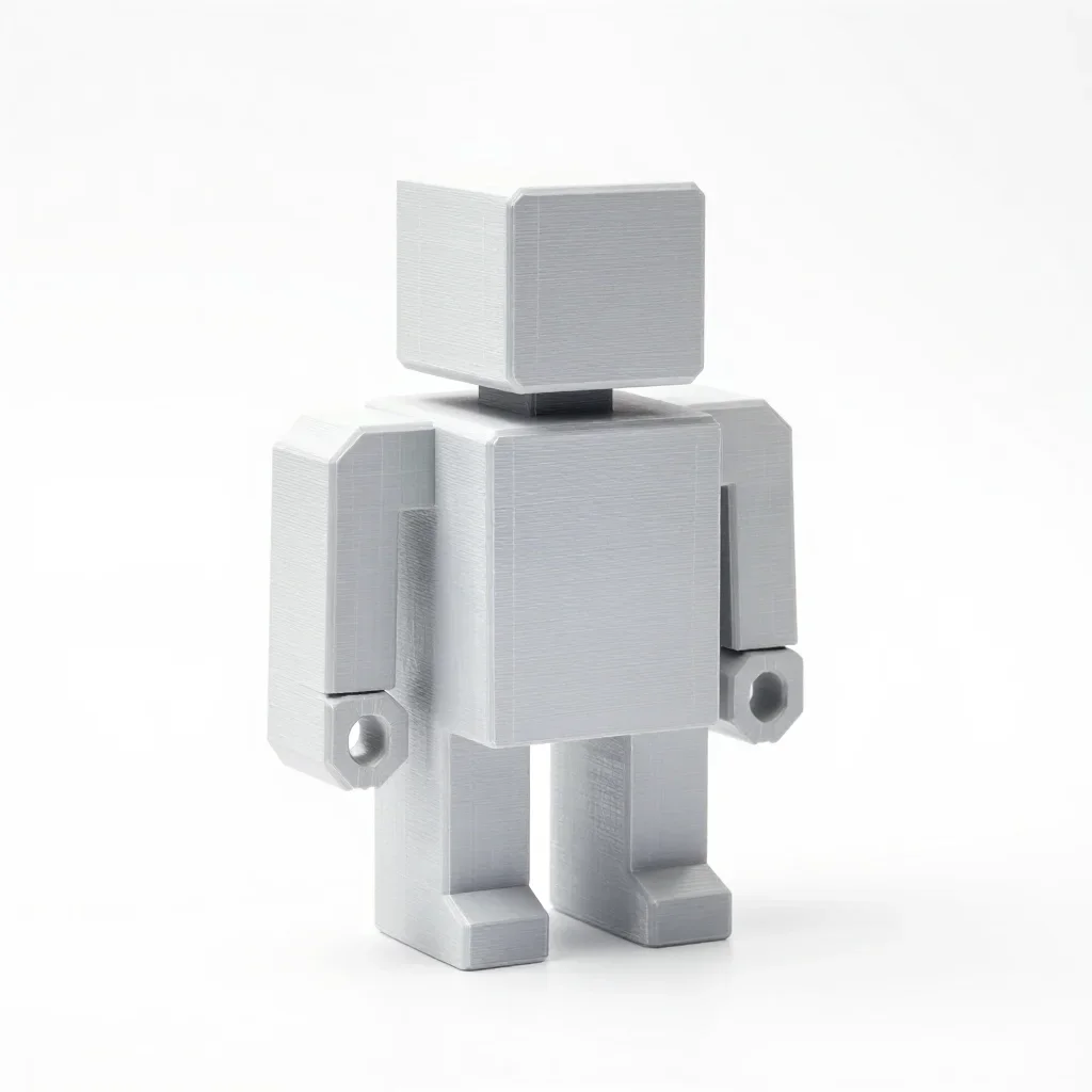 Geometric robot figure isolated on a white background