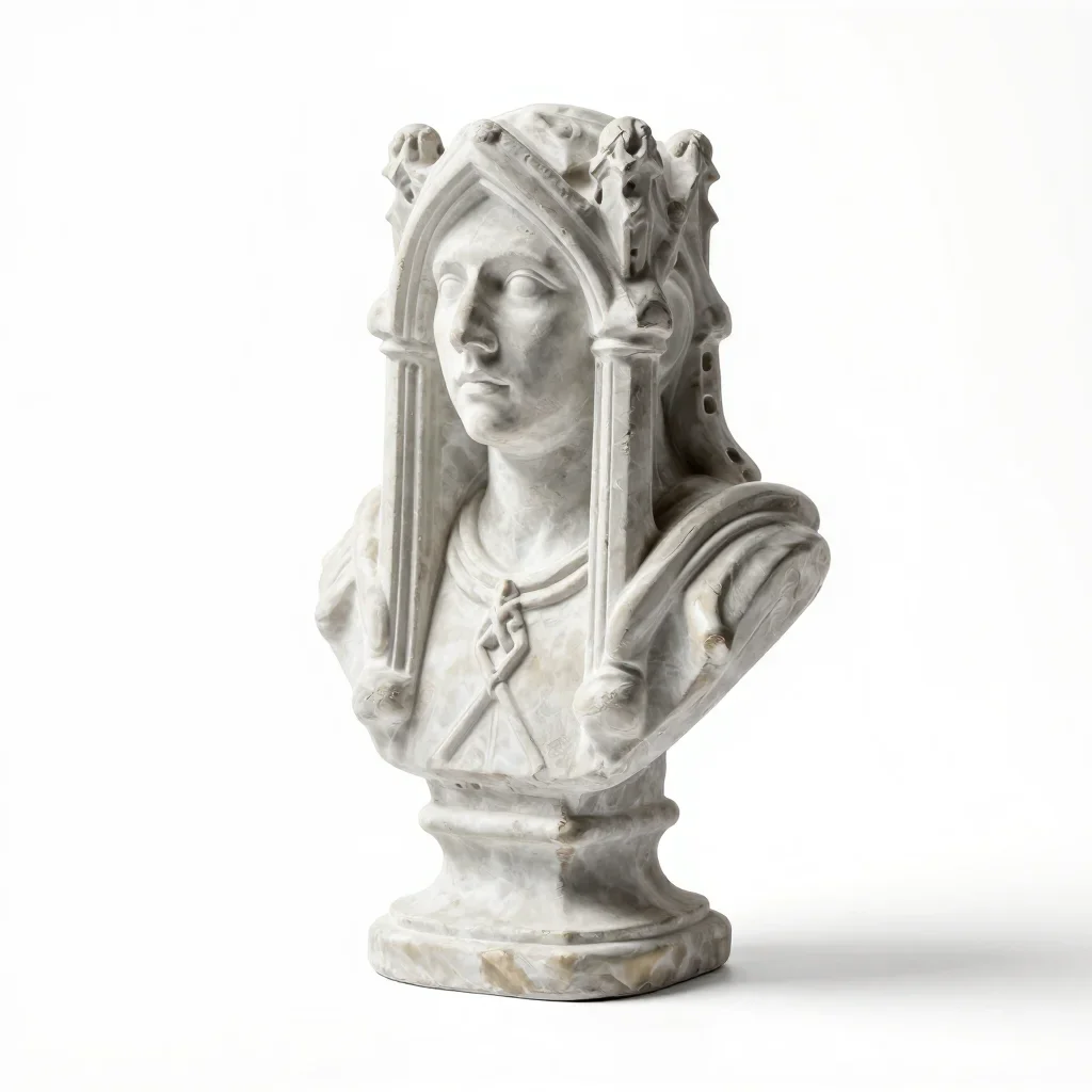 Gothic bust sculpture isolated on a white background