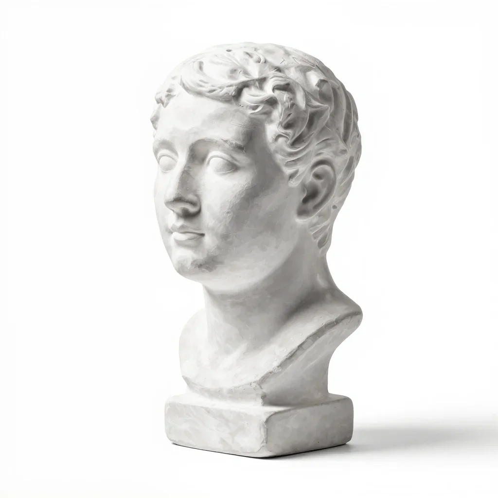 Stylised bust sculpture isolated on a white background
