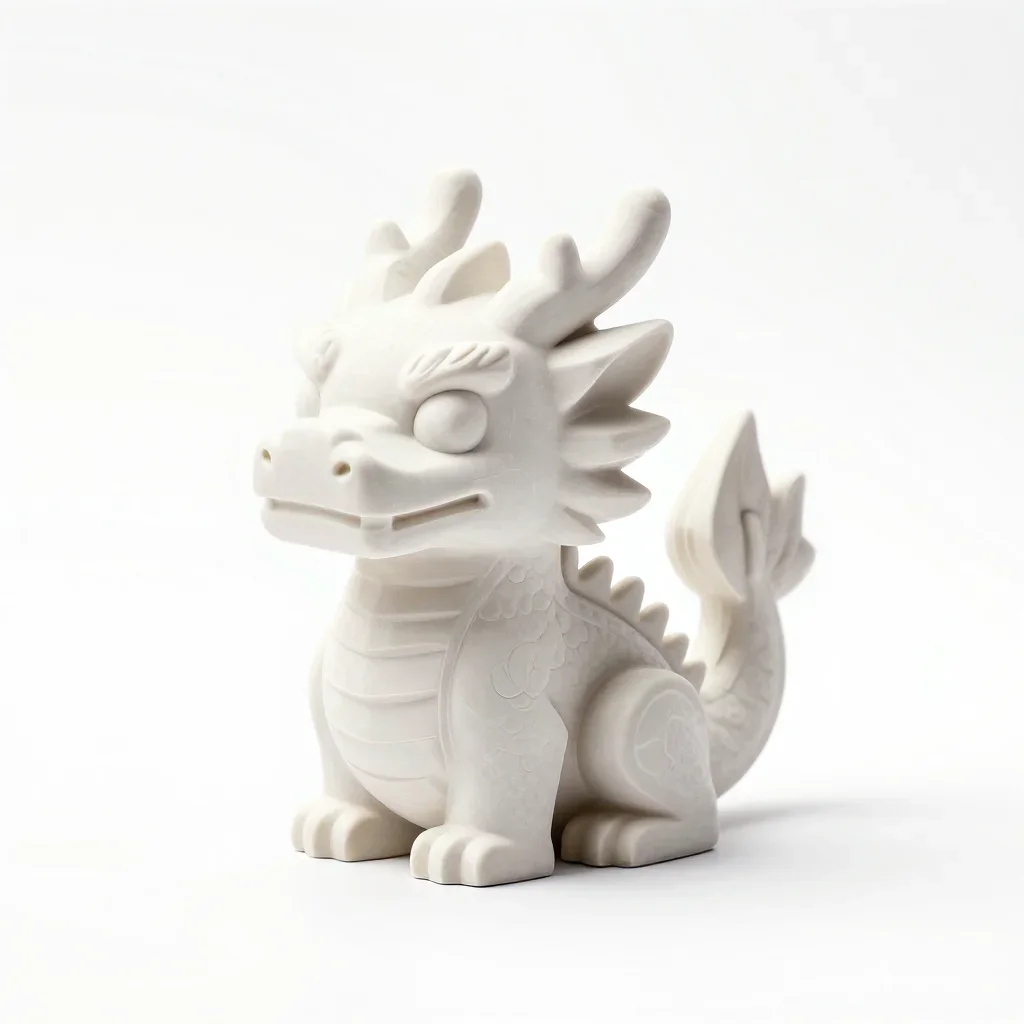 Stylised dragon figurine isolated on a white background
