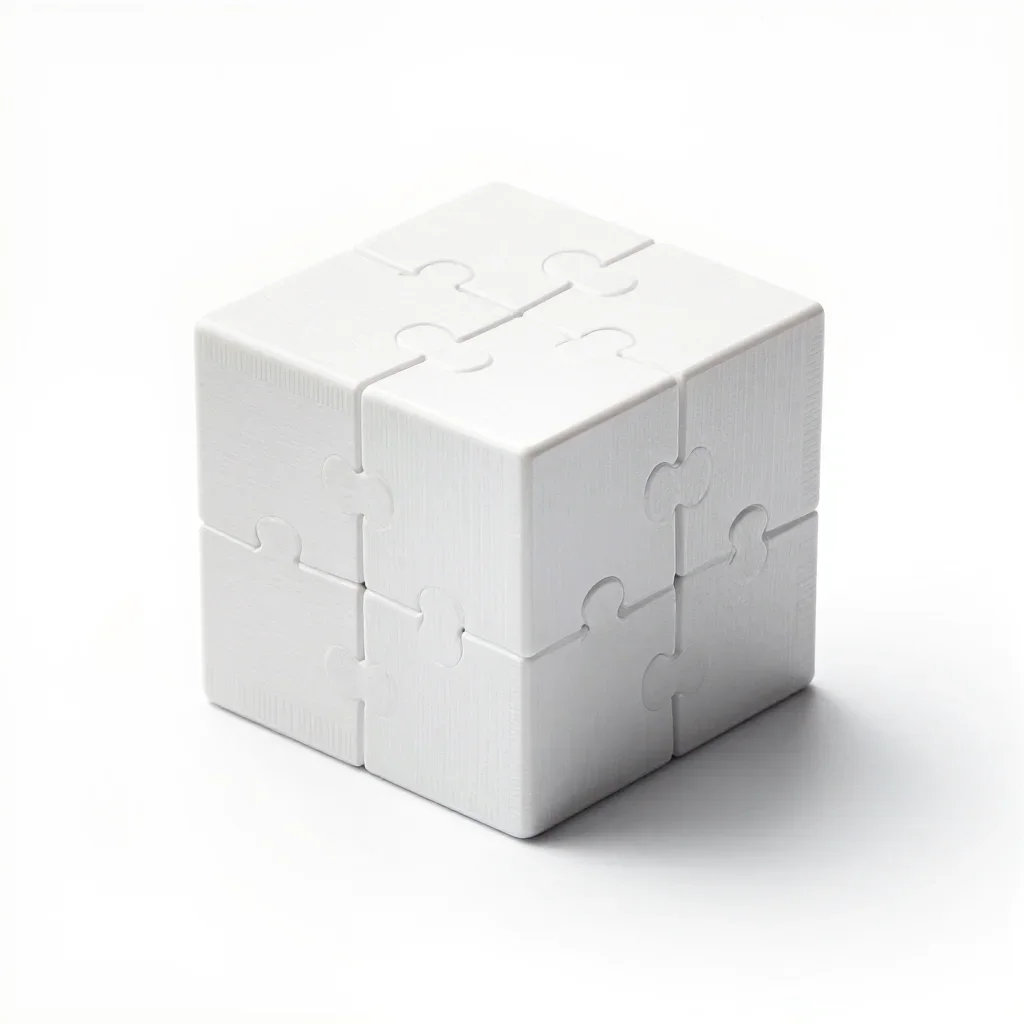 Stylised puzzle box isolated on a white background