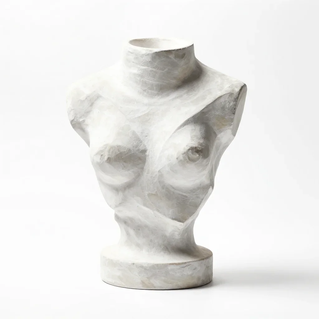 Twisted spiral bust sculpture isolated on a white background