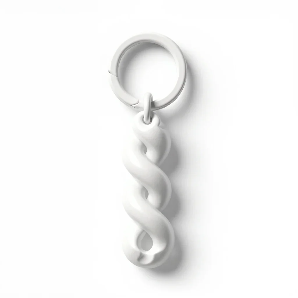 Twisted spiral keychain charm isolated on a white background