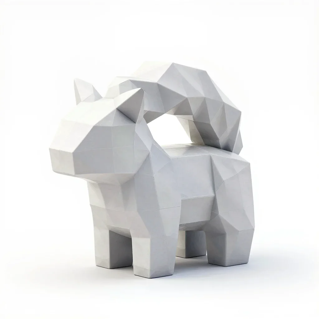 Twisted spiral low-poly animal isolated on a white background