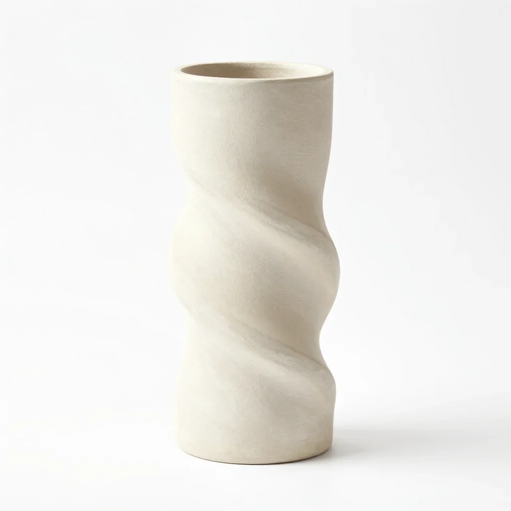 Twisted spiral planter vase isolated on a white background