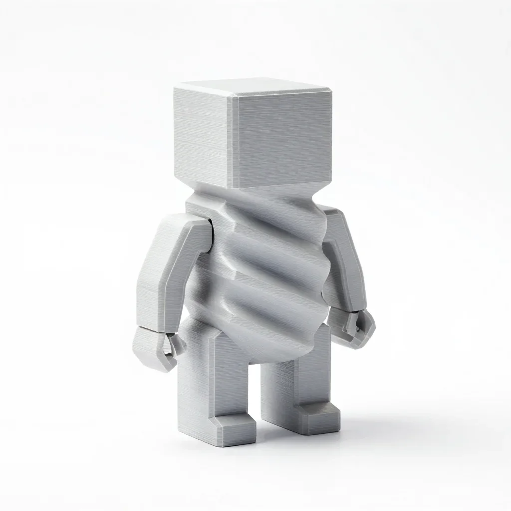 Twisted spiral robot figure isolated on a white background