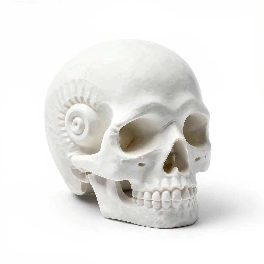 Twisted spiral skull ornament isolated on a white background