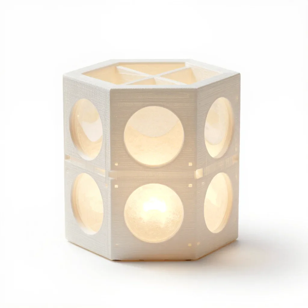 Voronoi lithophane lamp isolated on a white background
