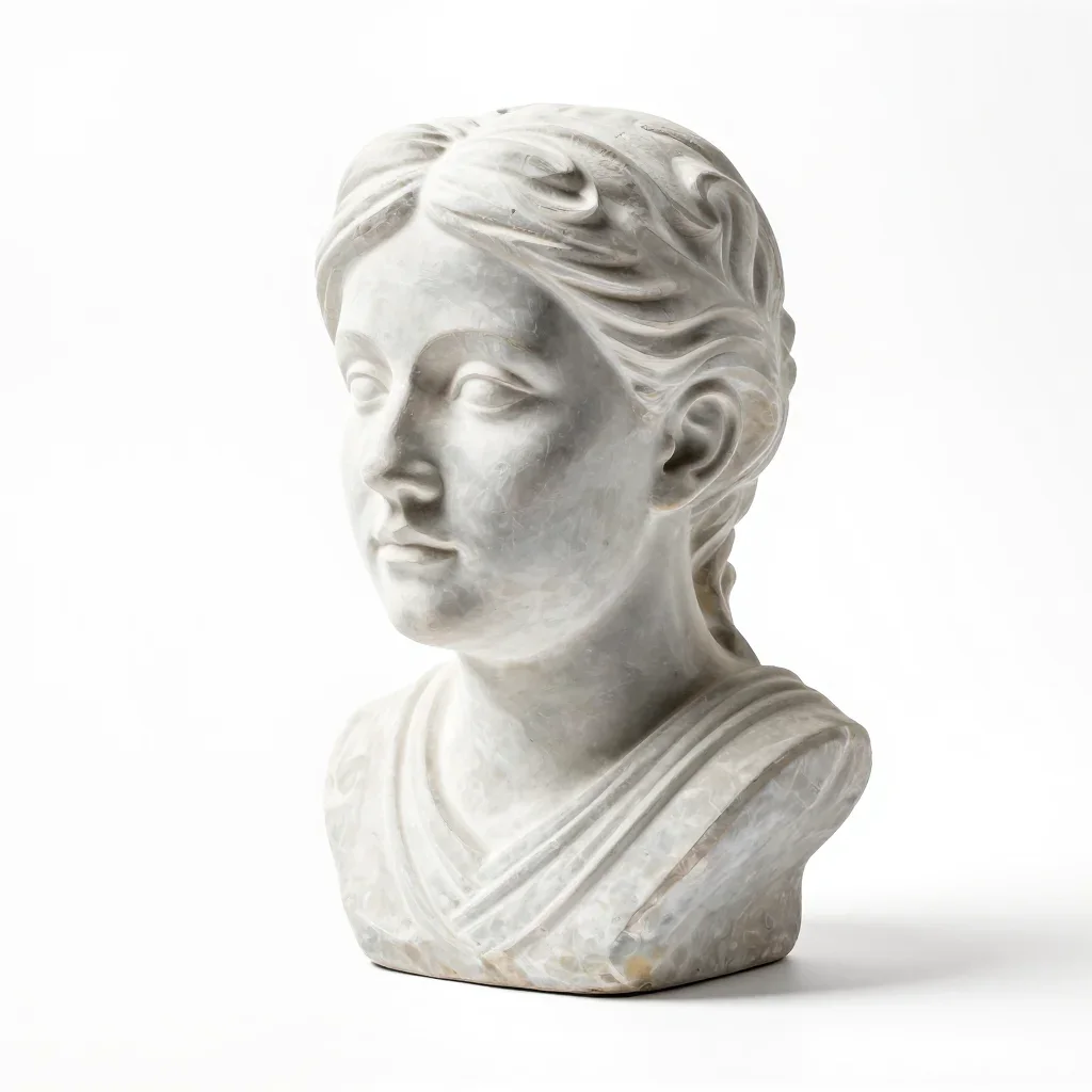 Art nouveau bust sculpture isolated on a white background