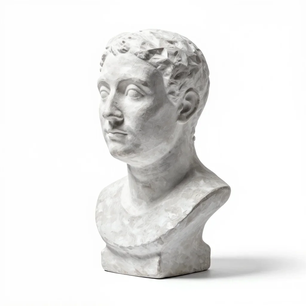 Articulated bust sculpture isolated on a white background
