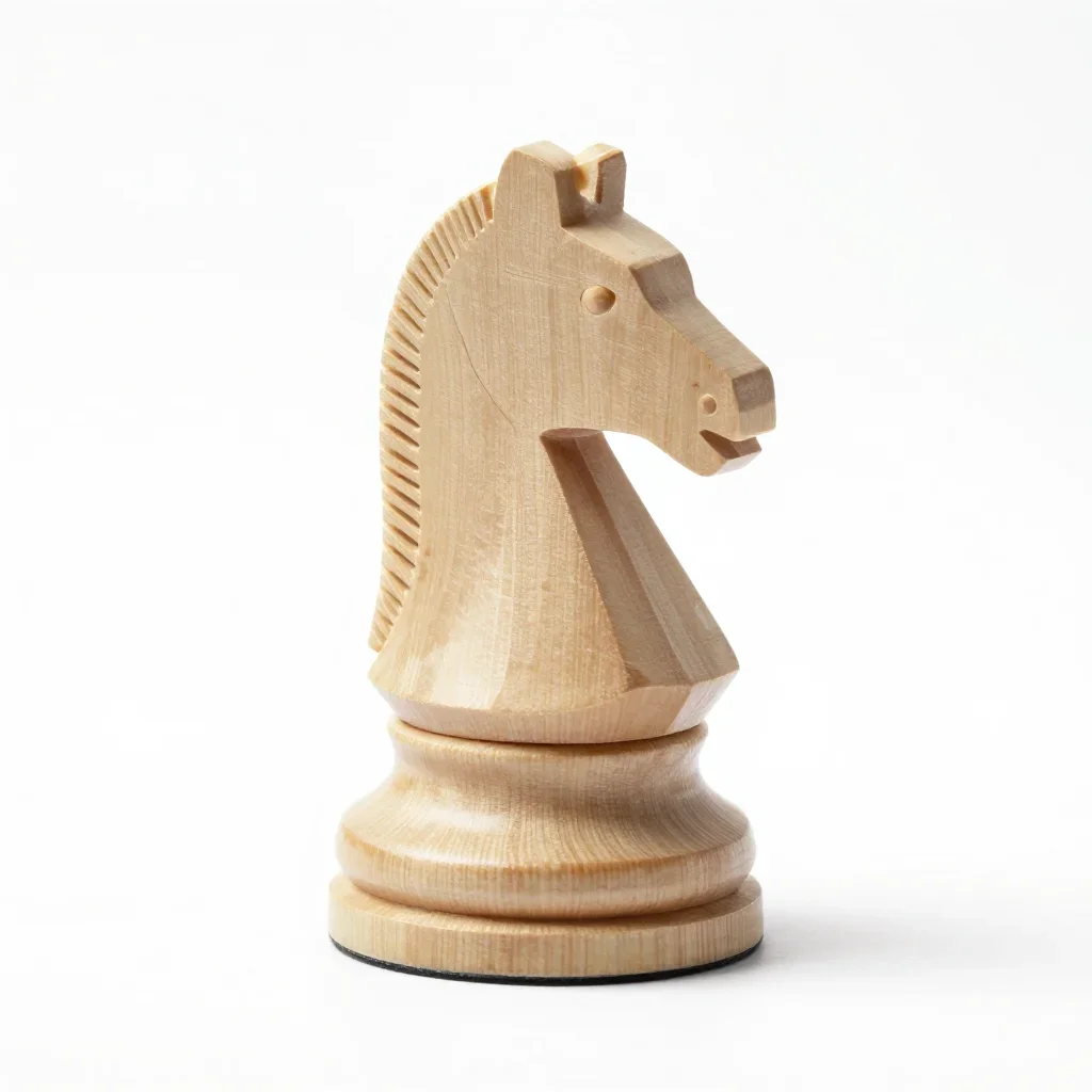 Articulated chess knight isolated on a white background