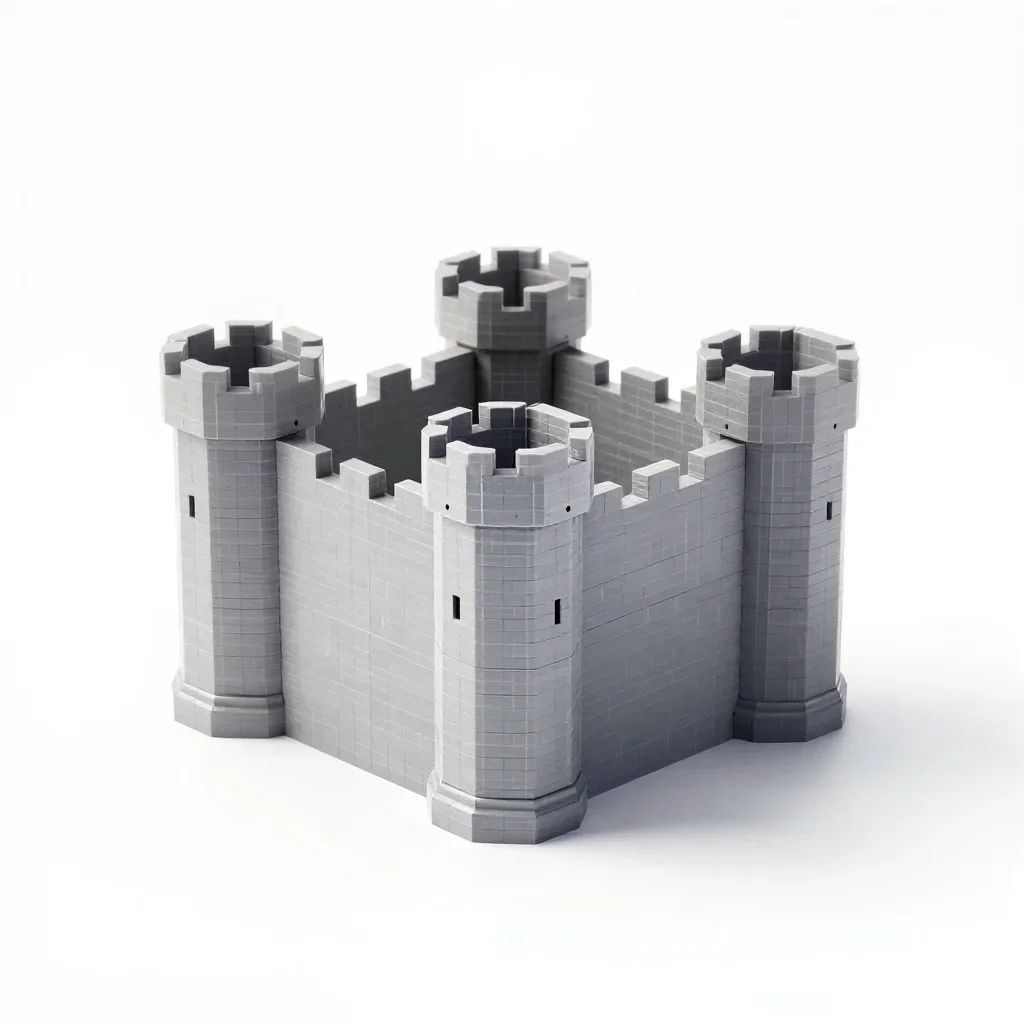 Articulated mini castle isolated on a white background