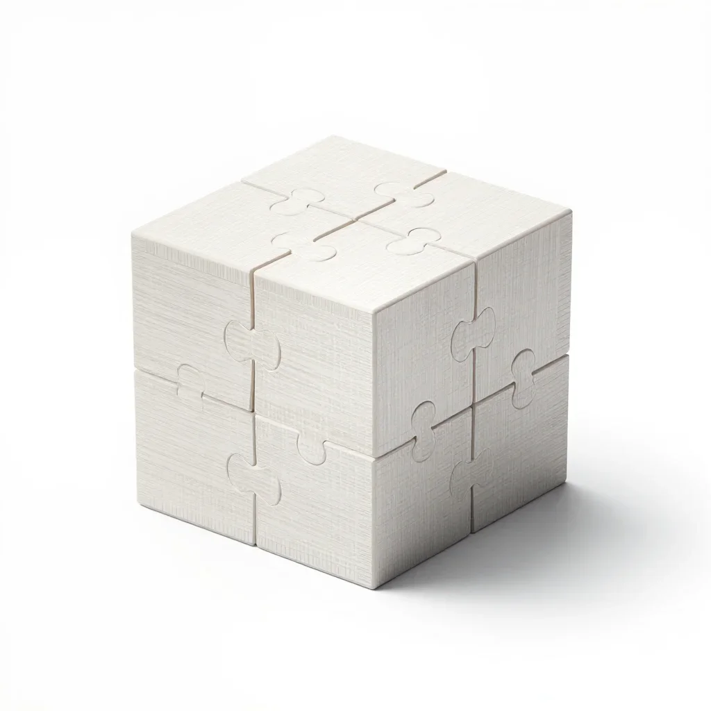 Articulated puzzle box isolated on a white background