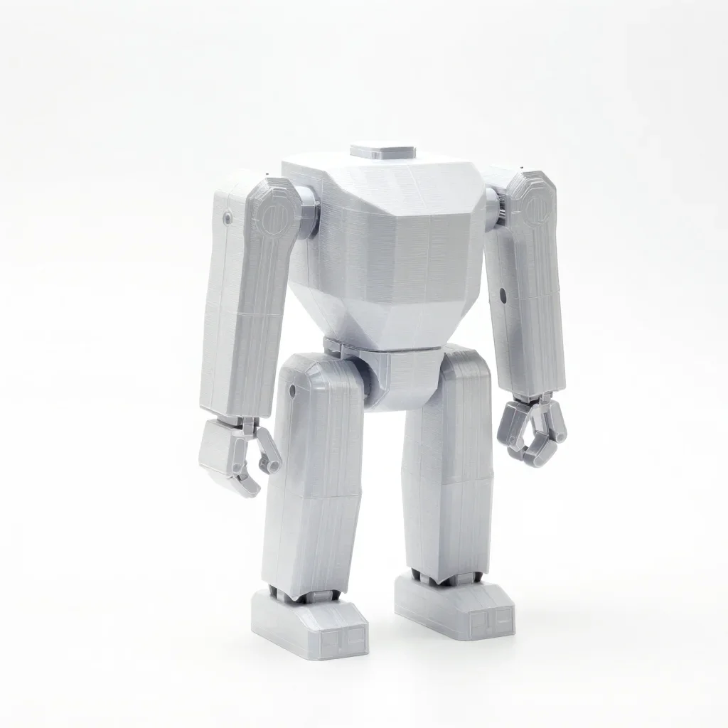 Articulated robot figure isolated on a white background