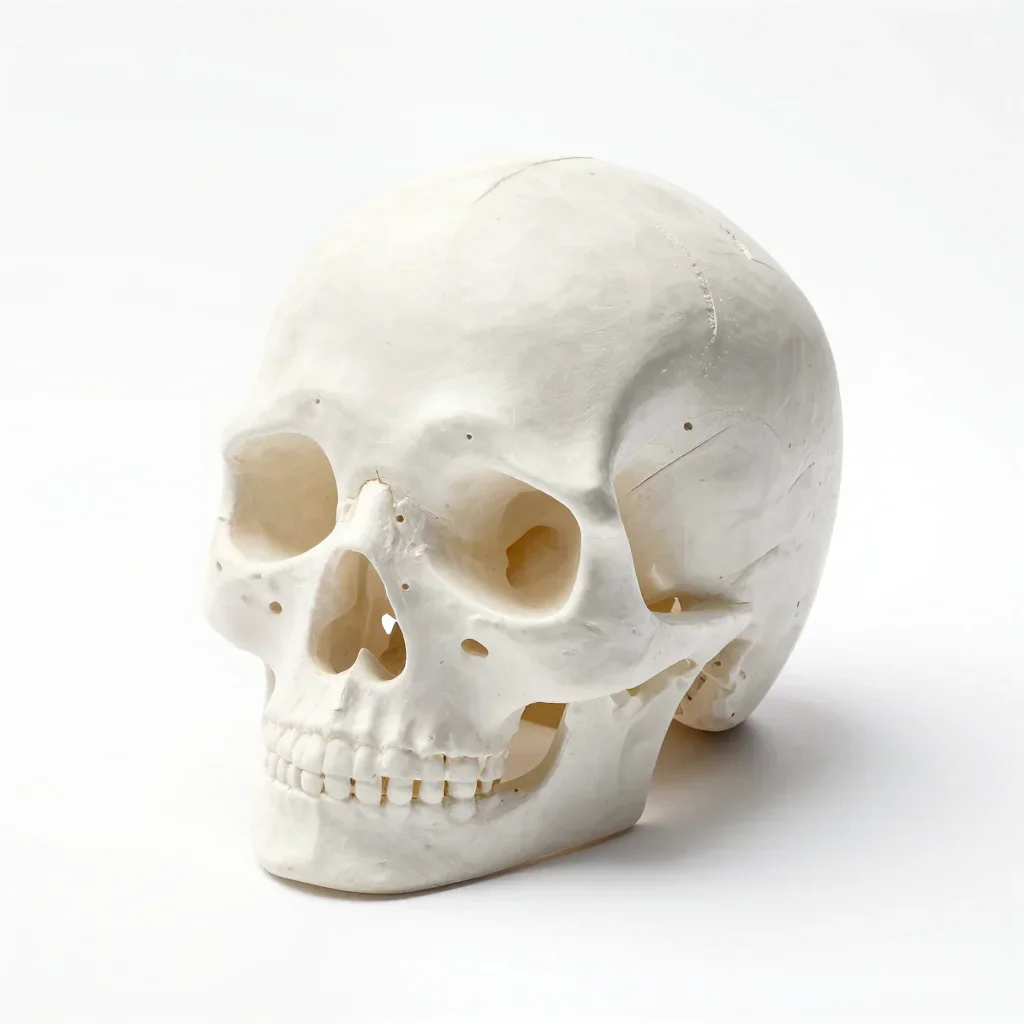Articulated skull ornament isolated on a white background