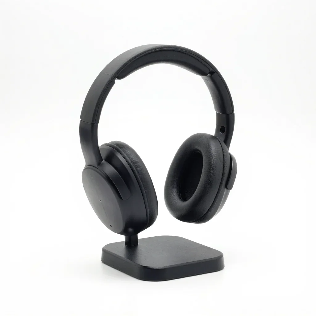 Desktop headphone stand isolated on a white background