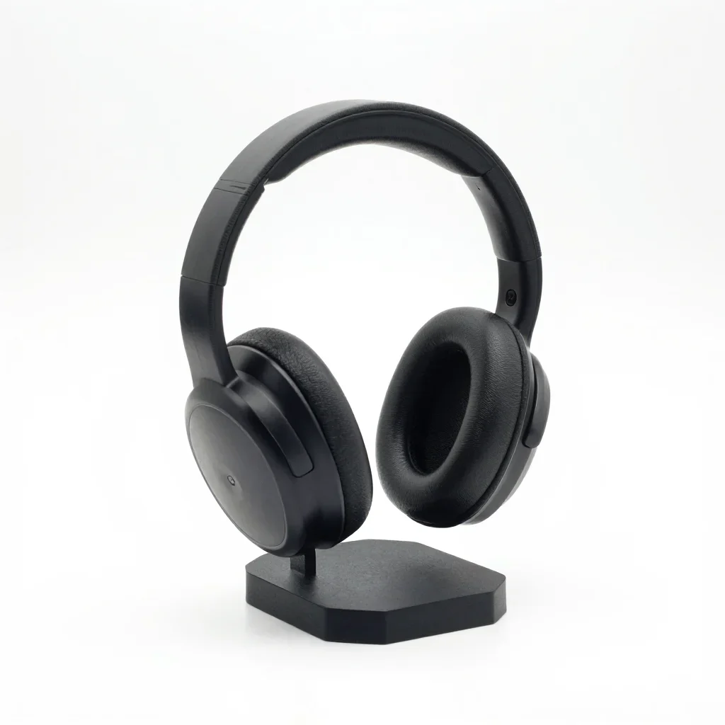 Heavy-duty headphone stand isolated on a white background