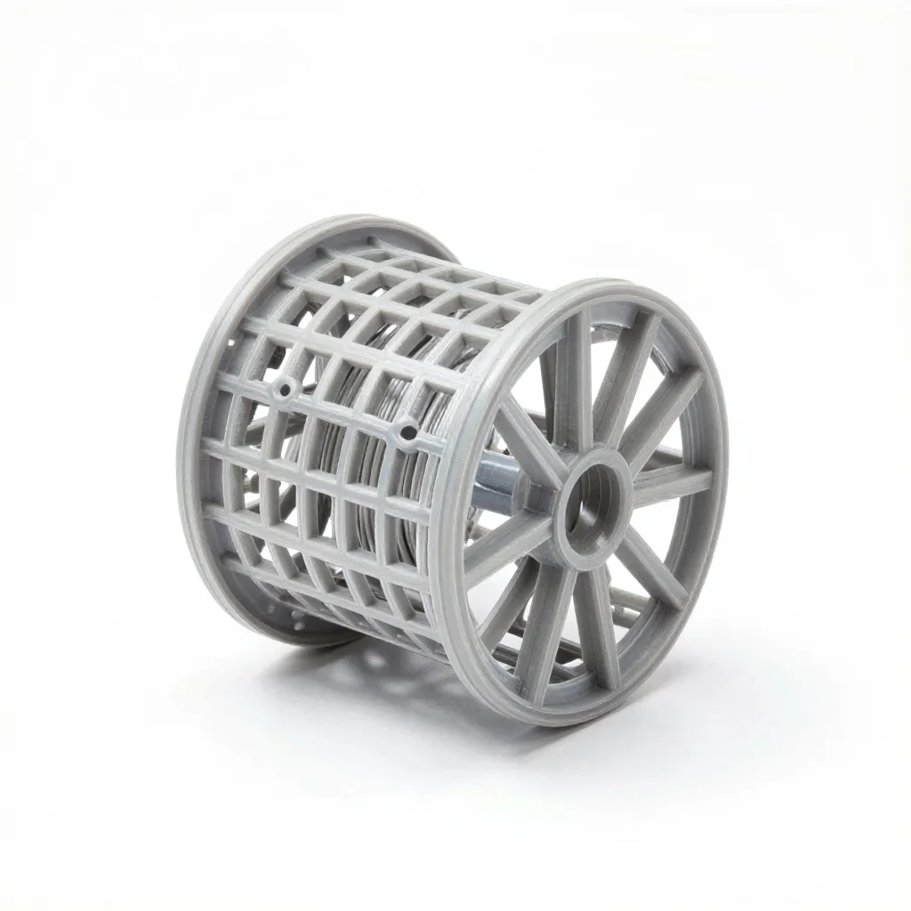 Lightweight lattice filament spool holder isolated on a white background