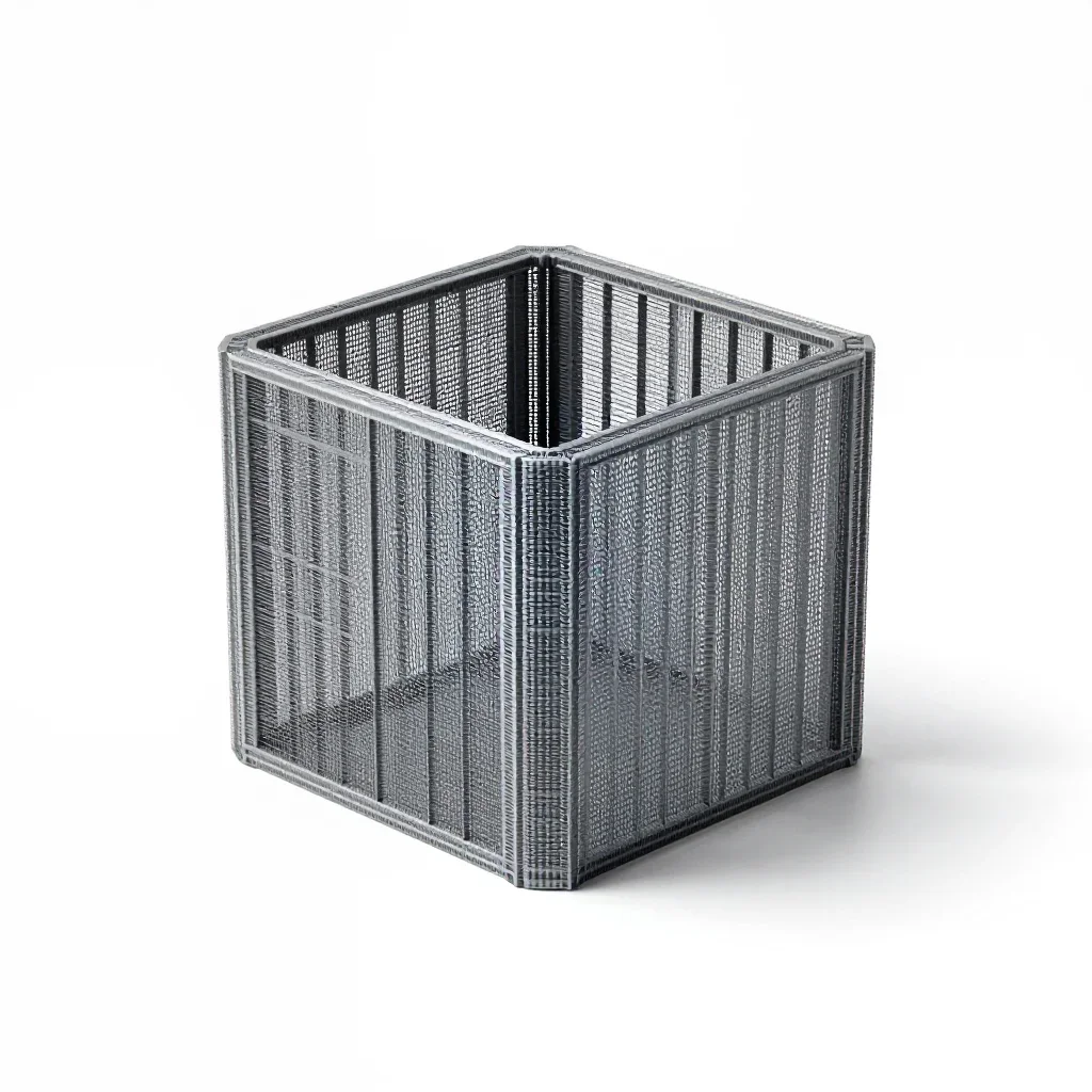 Lightweight lattice gridfinity bin isolated on a white background