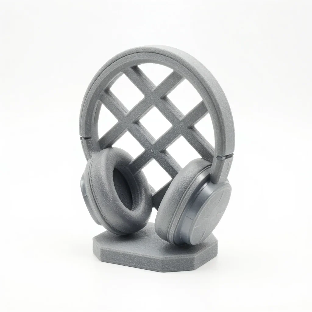 Lightweight lattice headphone stand isolated on a white background